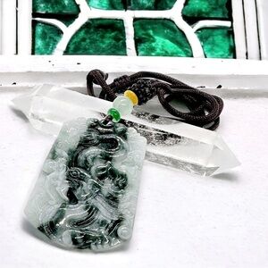 CERTIFIED Grade A Burmese Jadeite Jade Dragon Hand Carved Pendant